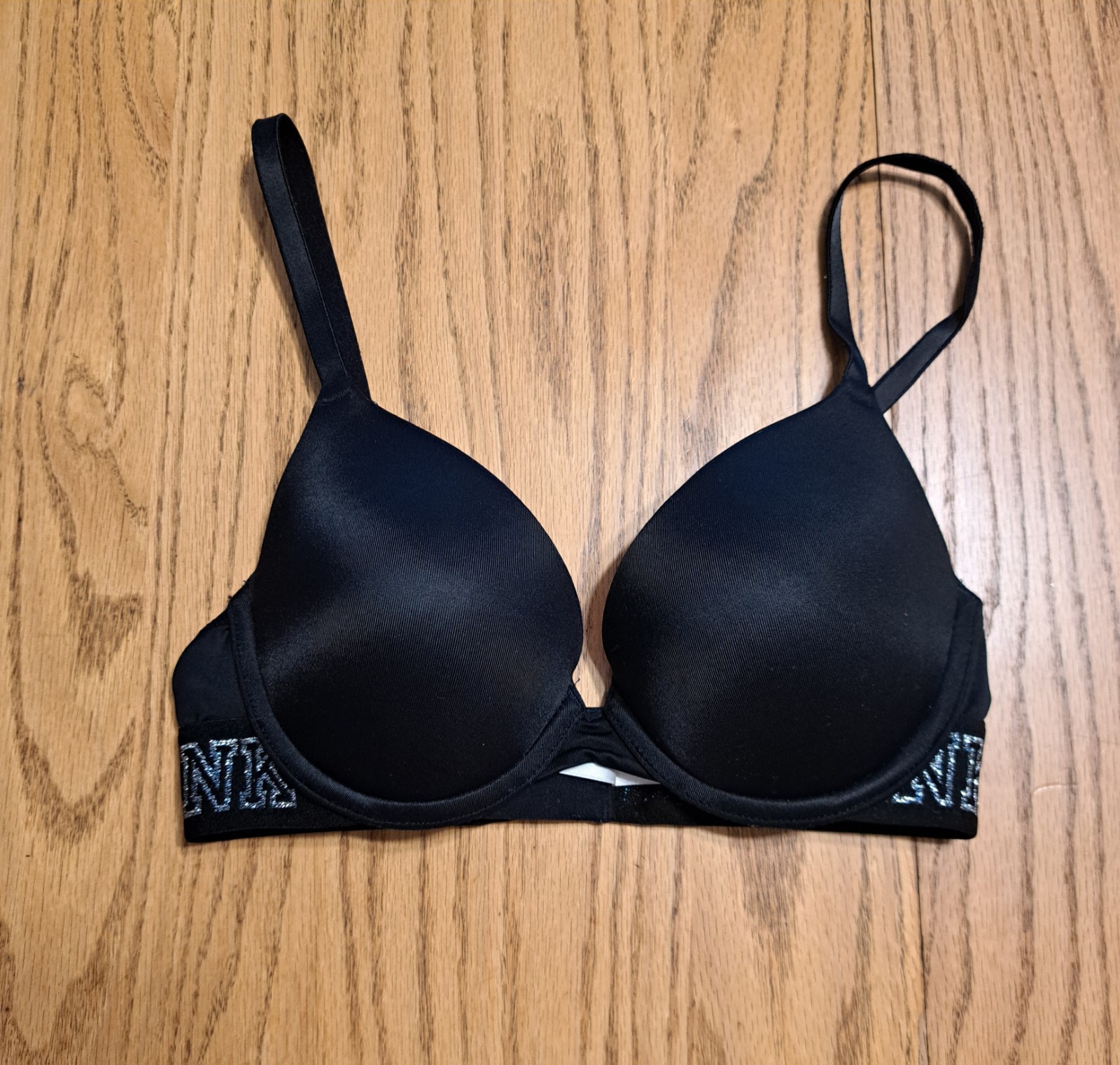 Victoria Secret Push Up Bra 32B LOGO Glittery Padded Cup Underwire Convertible