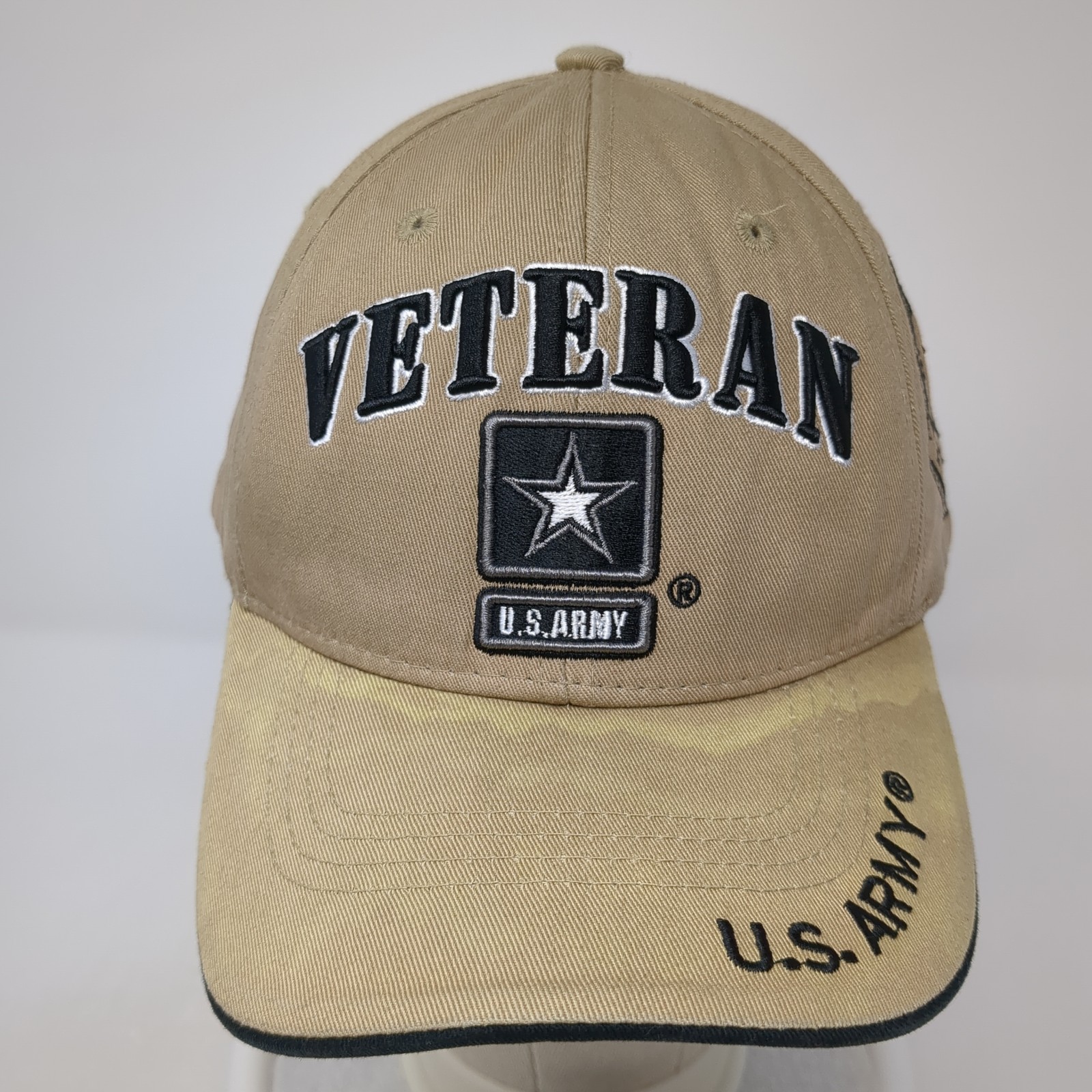 Veteran US Army Strapback Baseball Cap Brown One Size Adjustable JM Warriors