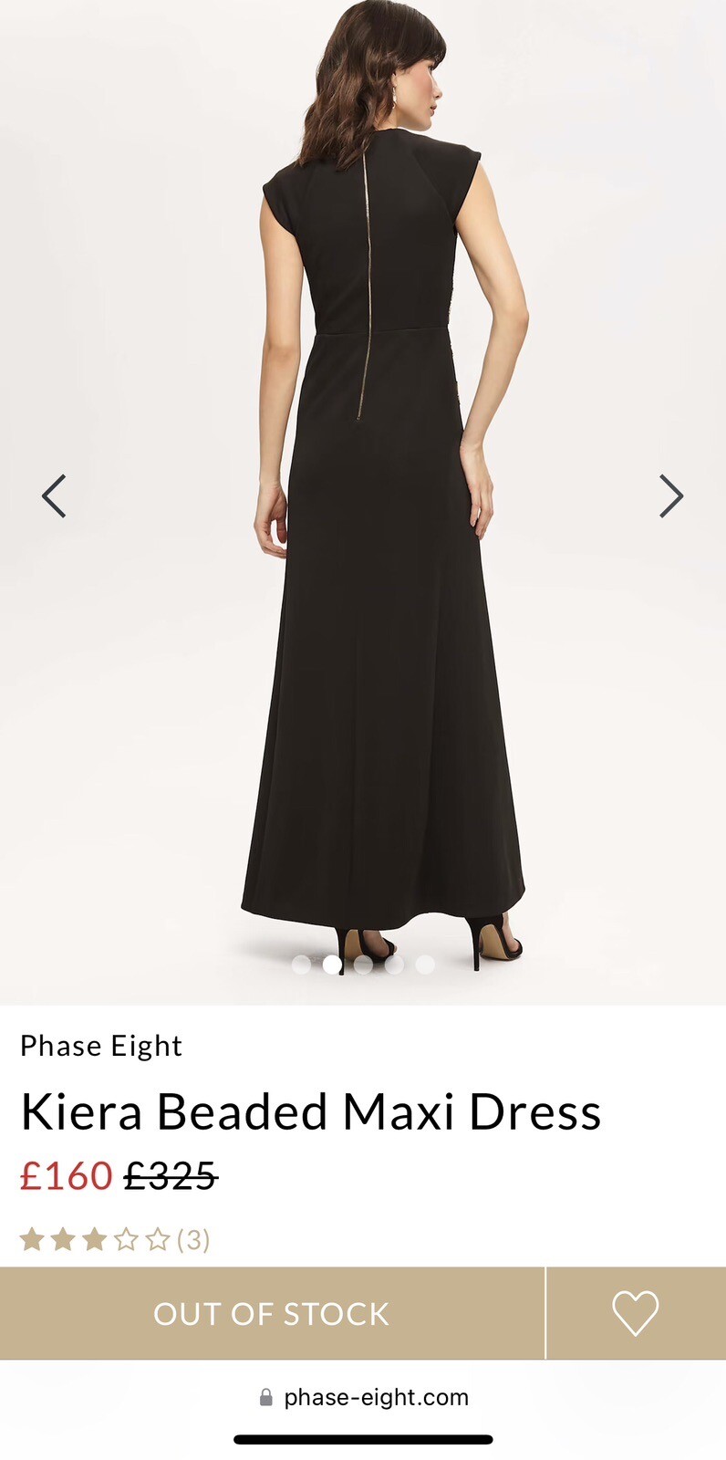 £325 Phase Eight “Kiera” Beaded Maxi Dress Black Gold Beading Size 8 10