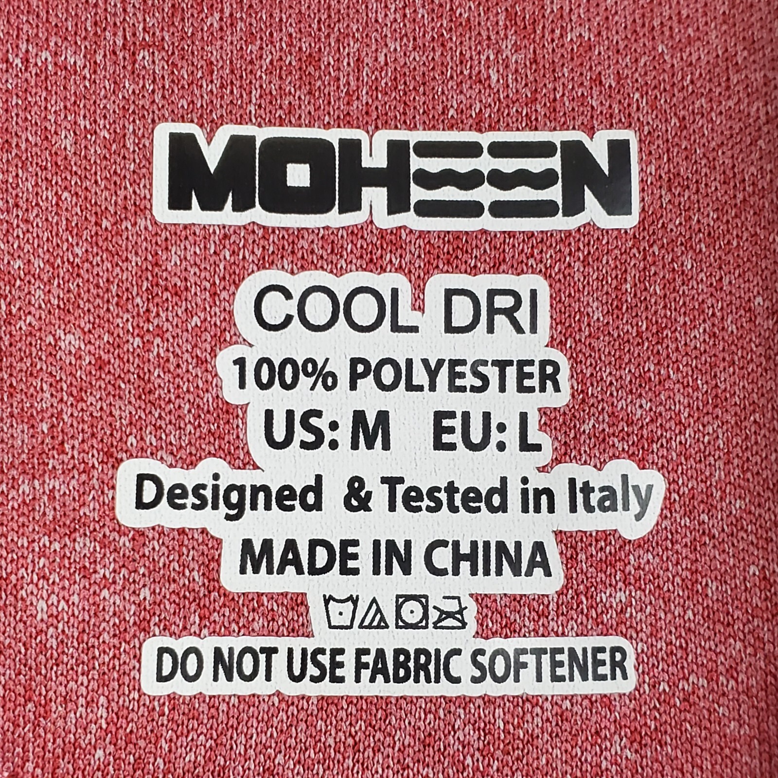 Moheen Womens Polo Shirt Size M Pink Collared 3 Qtr Sleeve Button Up Polyester