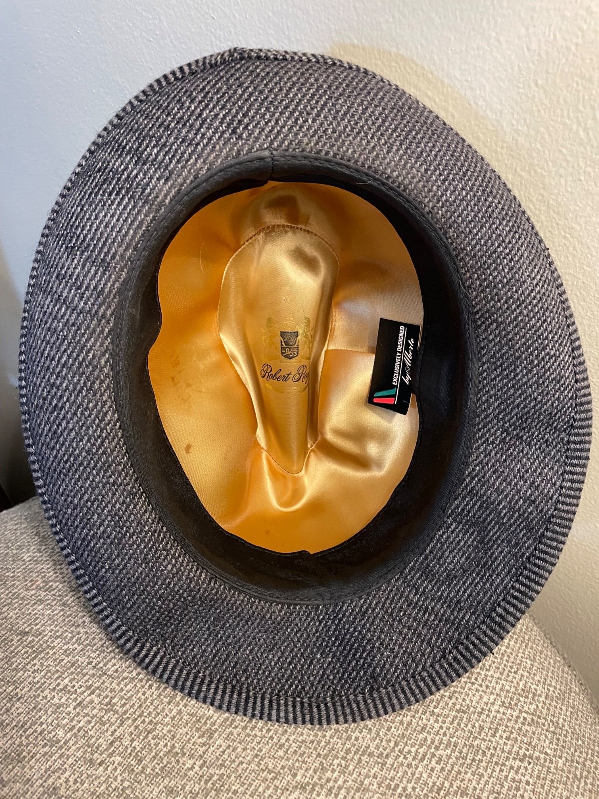 Vintage Robert Royal All Wool Fedora Hat Small Gray with Feather & Braided Band