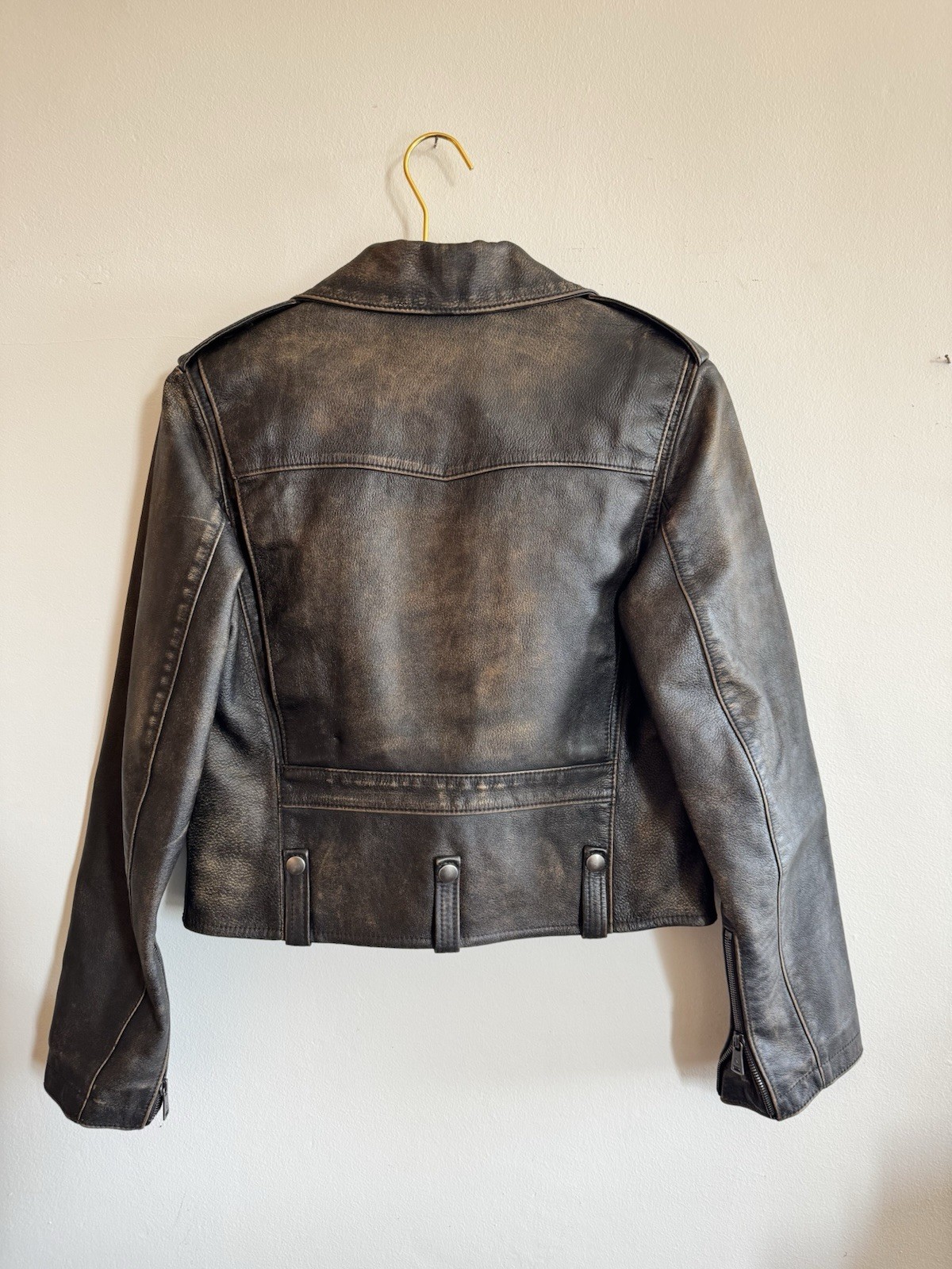polo ralph lauren purple label 100% calf skin leather moto jacket womens size 8