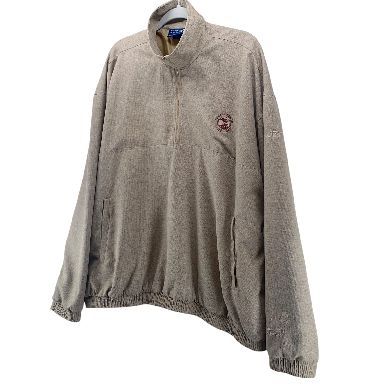 Pebble Beach Sunderland Scotland Golf Jacket XLarge Brown Pullover Quarter Zip