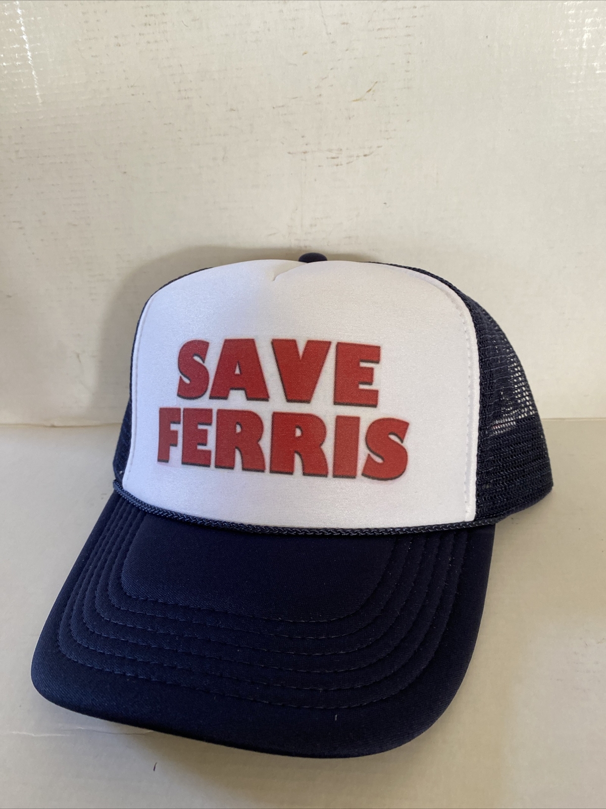 Vintage Save Ferris Hat Ferris Bueller Movie Trucker Hat snapback Navy Cap