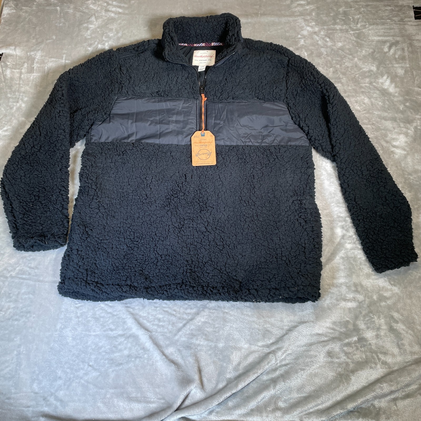 Original Weatherproof Vintage Anthracite Sherpa Black Zip Fleece Size L NWT $85