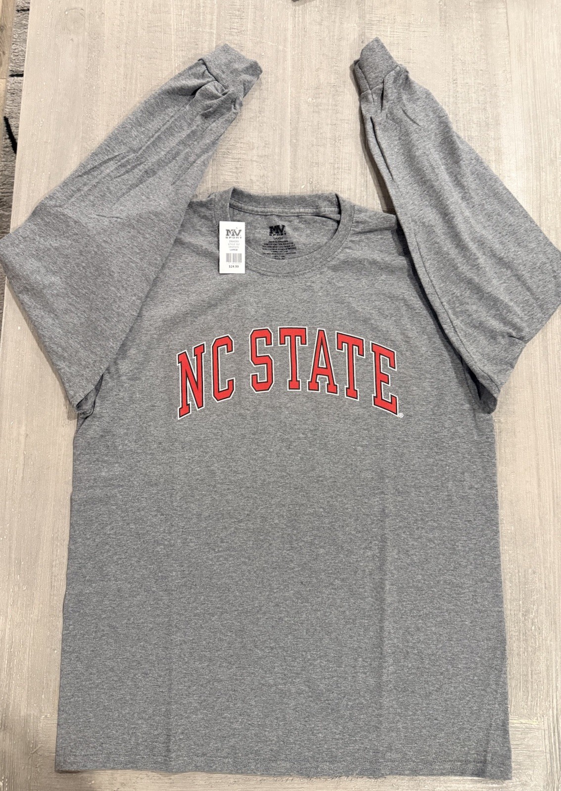 North Carolina NC State Wolfpack Ash Graphite Leave T Shirt – Size L – MV Sport