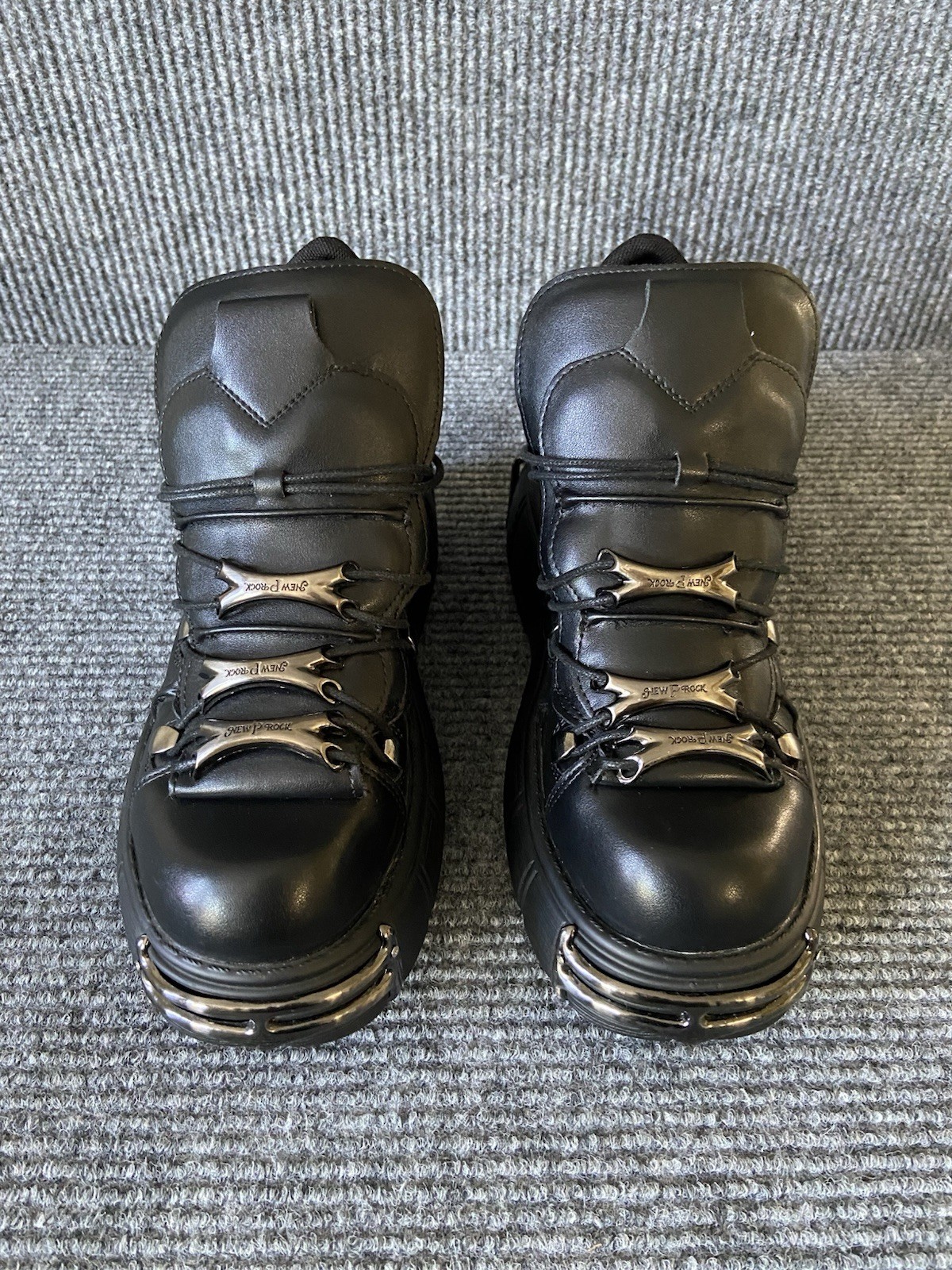 New Ws 10 Black Shoes Heavy Metal Thick Bottom Trendy Punk Gothic Dark Lace up