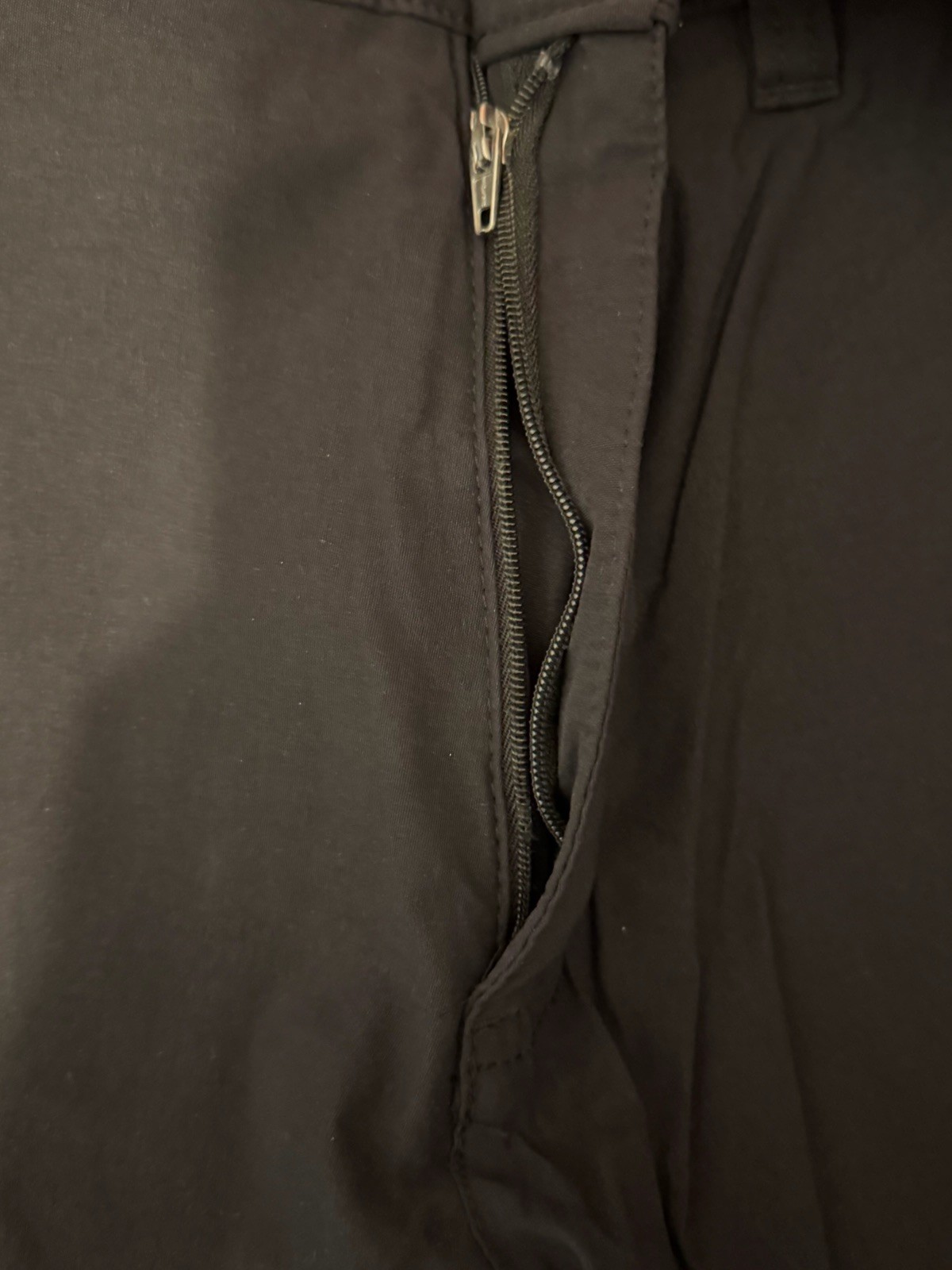 EDDIE BAUER HORIZON GUIDE CHINO PERFORMANCE PANTS BLACK MEN 33×30 BAD FLY ZIPPER