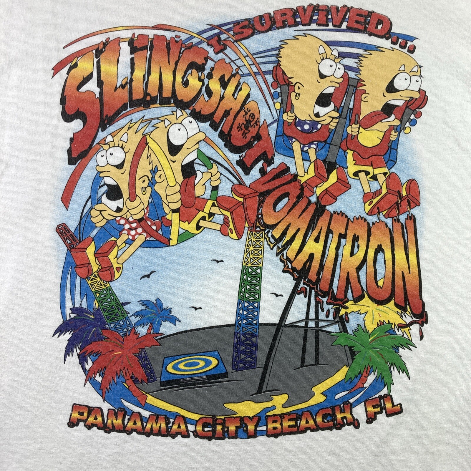 Slingshot Vomatron Shirt Adult Large White Graphic Tee Panama City Florida READ