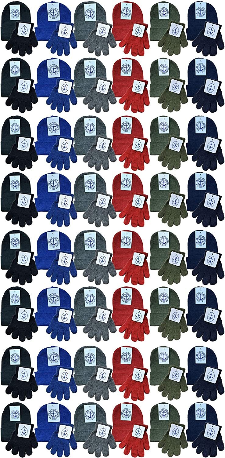 72 Pairs Yacht & Smith Wholesale Kids Beanie and Glove Kit Sets