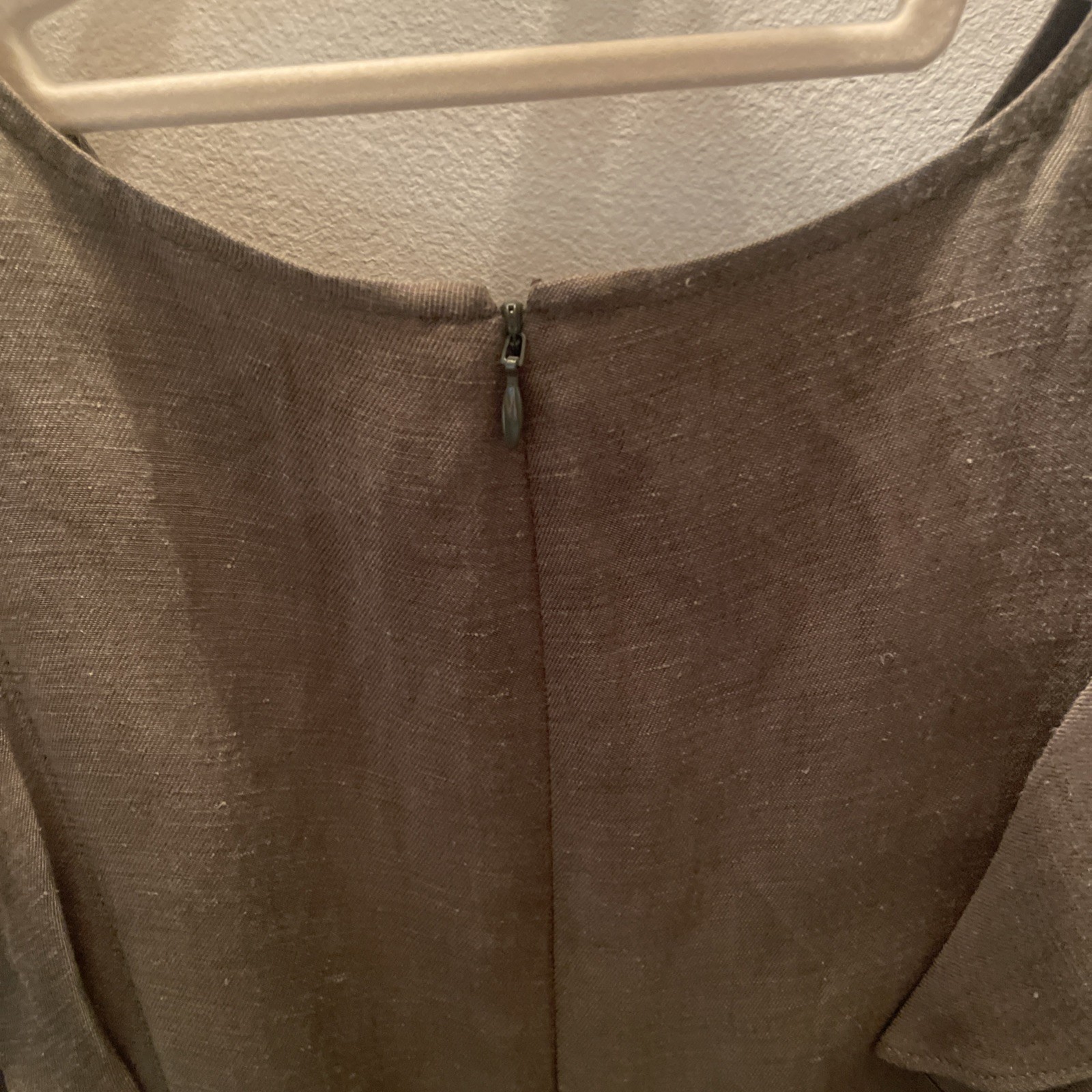 J.Crew Olive Green Ruffle Linen Cupro Blend Dress Sz 4 Knee Length