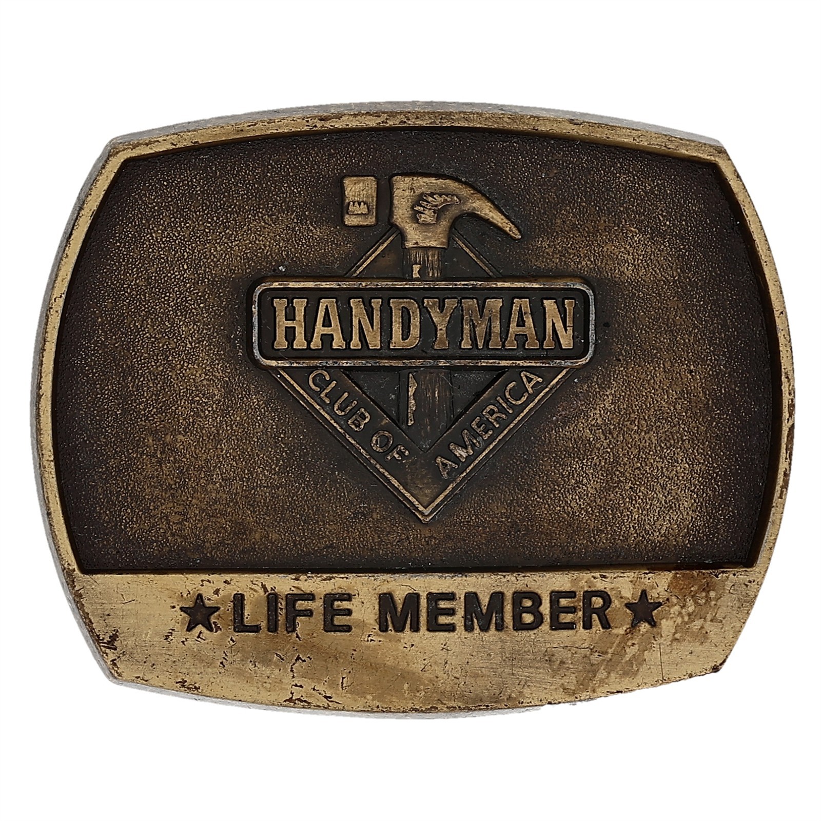 Vintage Handyman Club America Life Member Hammer Carpenter Vintage Belt Buckle