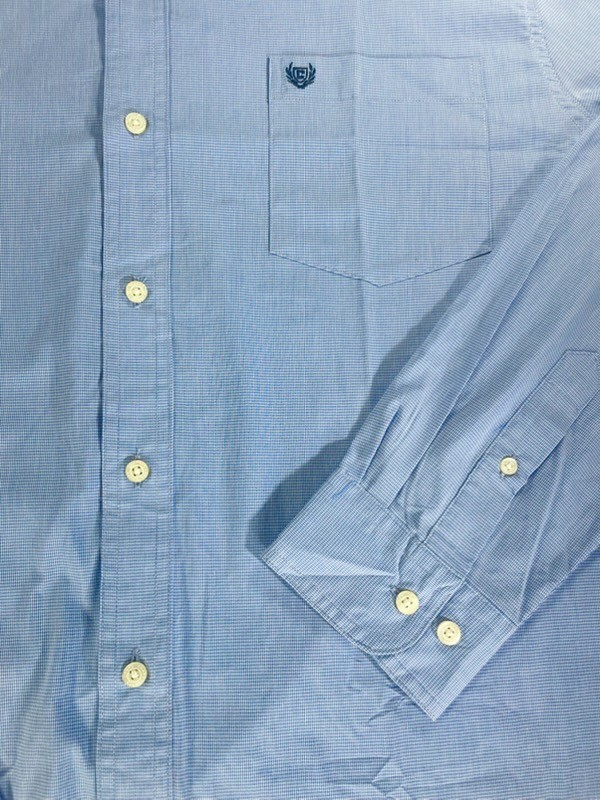 CHAPS RALPH LAUREN Men’s 2XL Button Shirt Lt Blue White Long Sleeve Cotton Blend