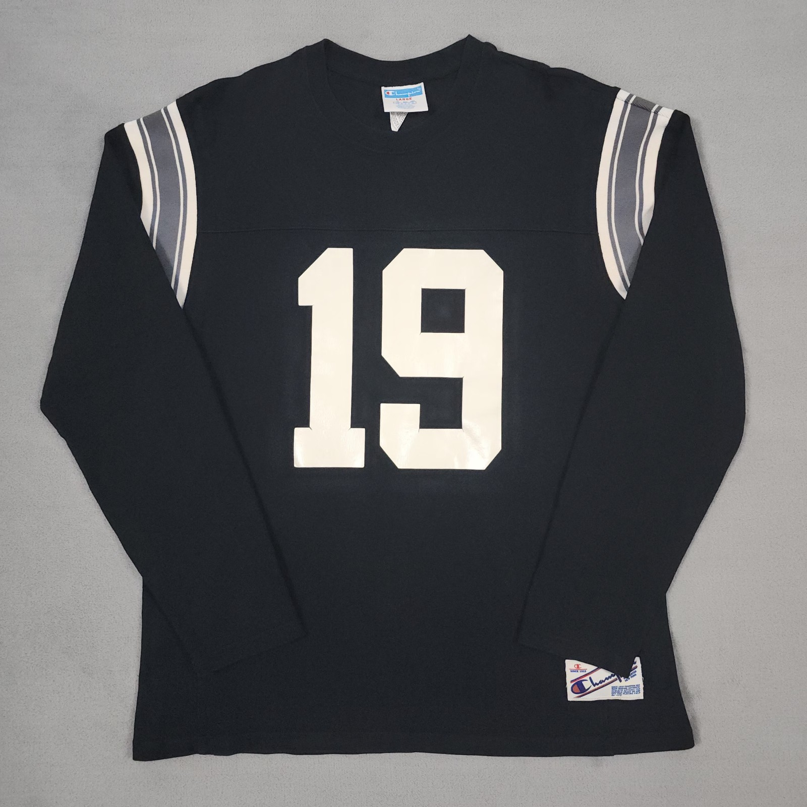 Champion Heritage Football Jersey Mens L Black #19 Long Sleeve Throwback Shirt