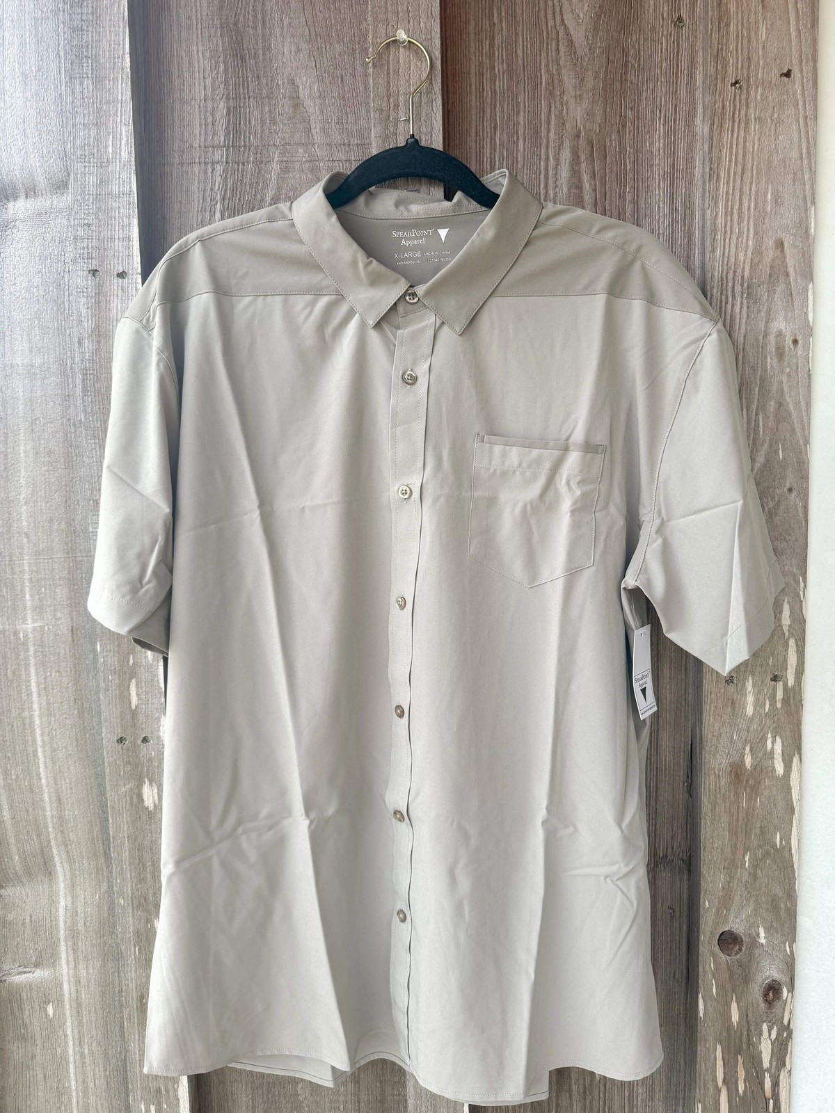 SpearPoint Collared Smooth Short Sleeve Button-Up Top
