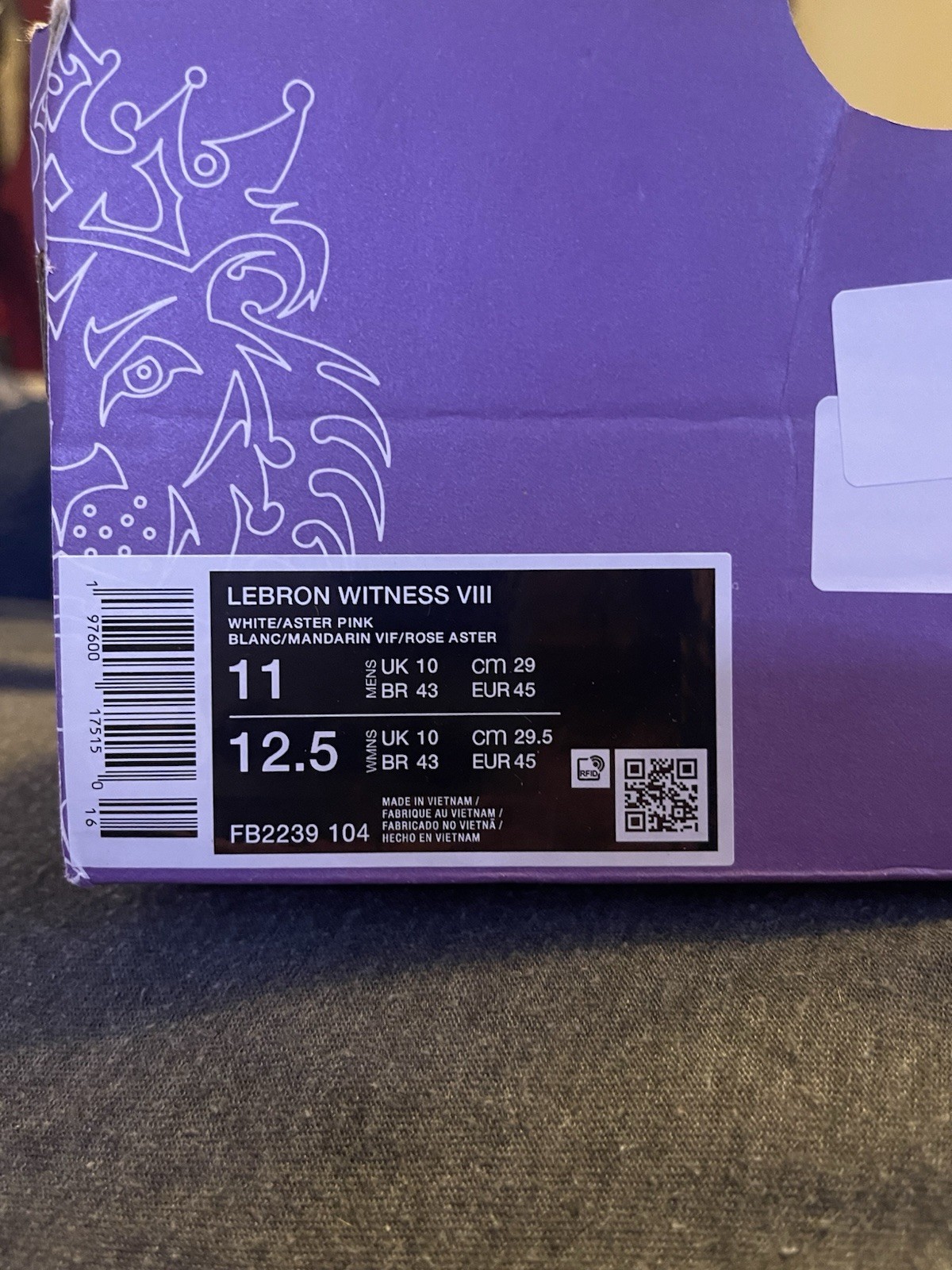 Nike LeBron Witness 8 Dunkin Donuts White/Bright Mandarin/Aster Pink FB2239-104