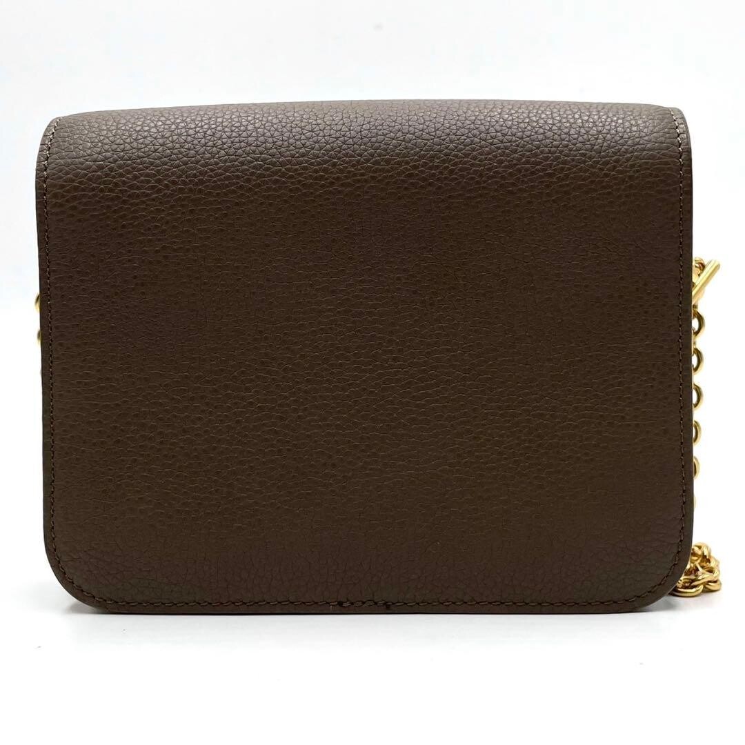 Mulberry Clifton Greige Leather Gold Chain Crossbody Shoulder Bag Auth