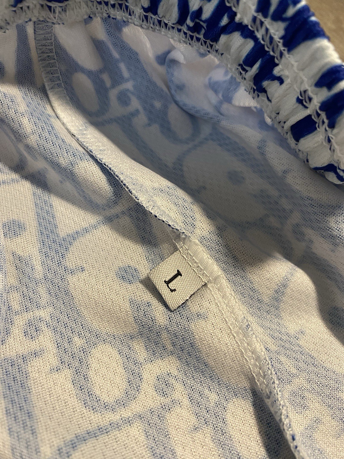 Bravest Studios Men’s Mesh White Blue Designer Monograms Graphic Size Large