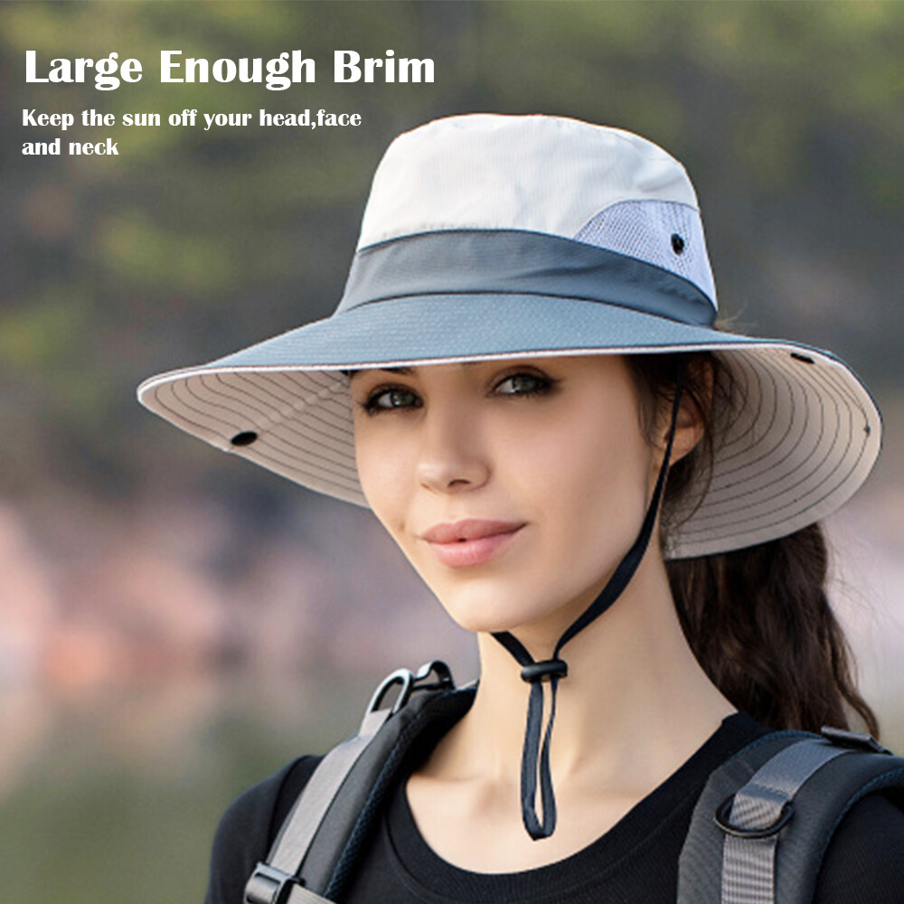 1/2Pack Womens Ponytail Sun Hat Bucket Wide Brim Boonie Beach Safari Cap Summer