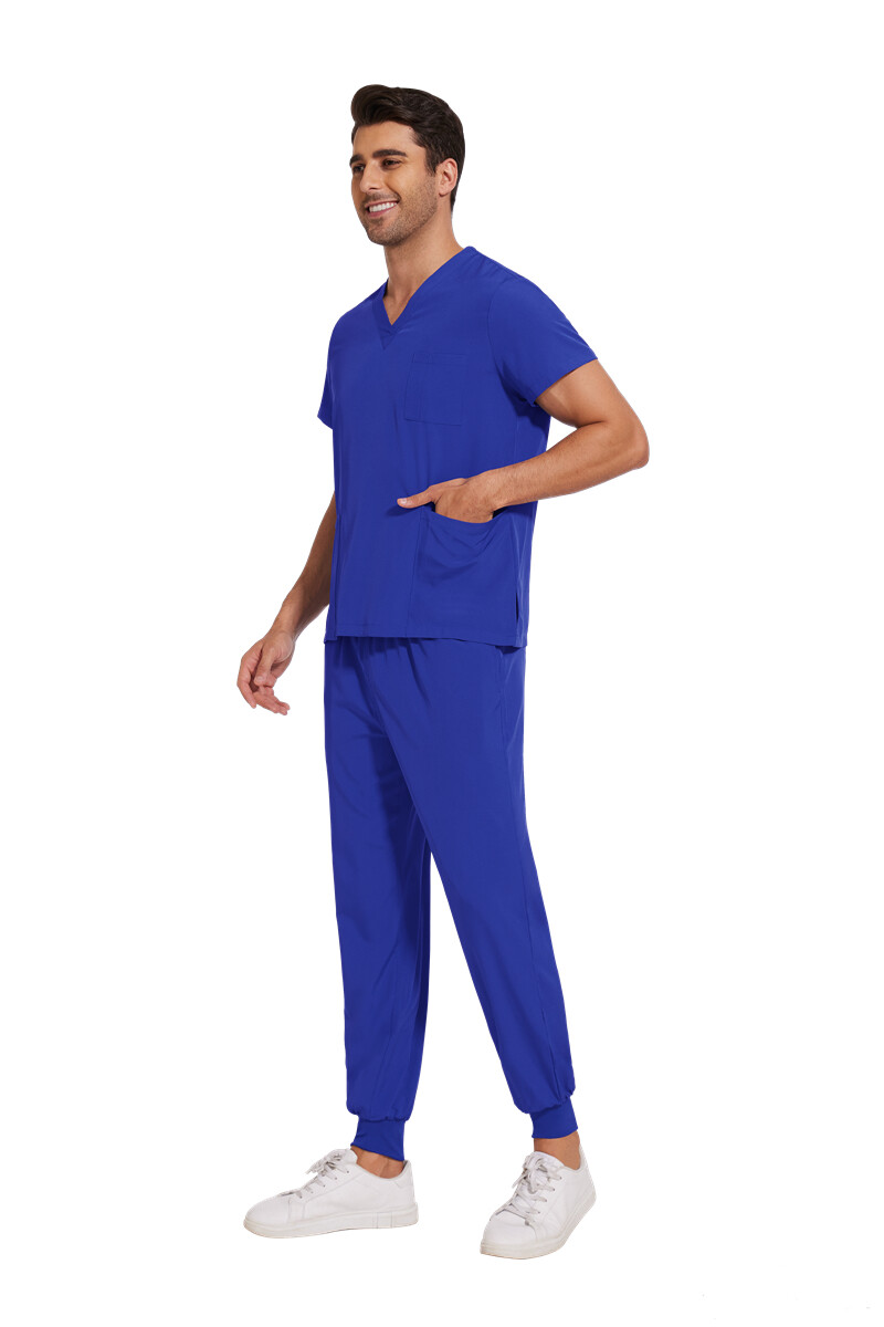 Stretch Medical Uniforms Scrub Set Men V-Neck Jogger Hospital Clinic Workware