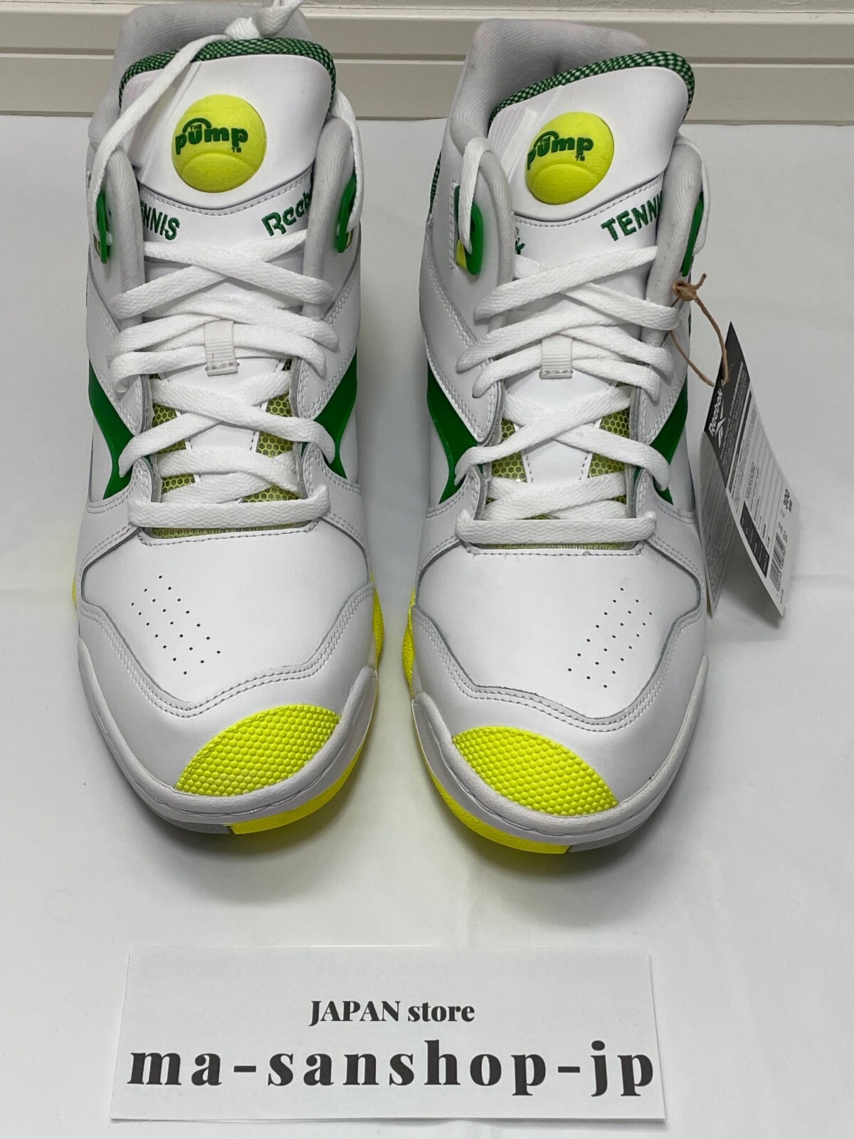 Reebok 116693 100203282 COURT VICTORY PUMP White/Green Natural Leather 5-13in