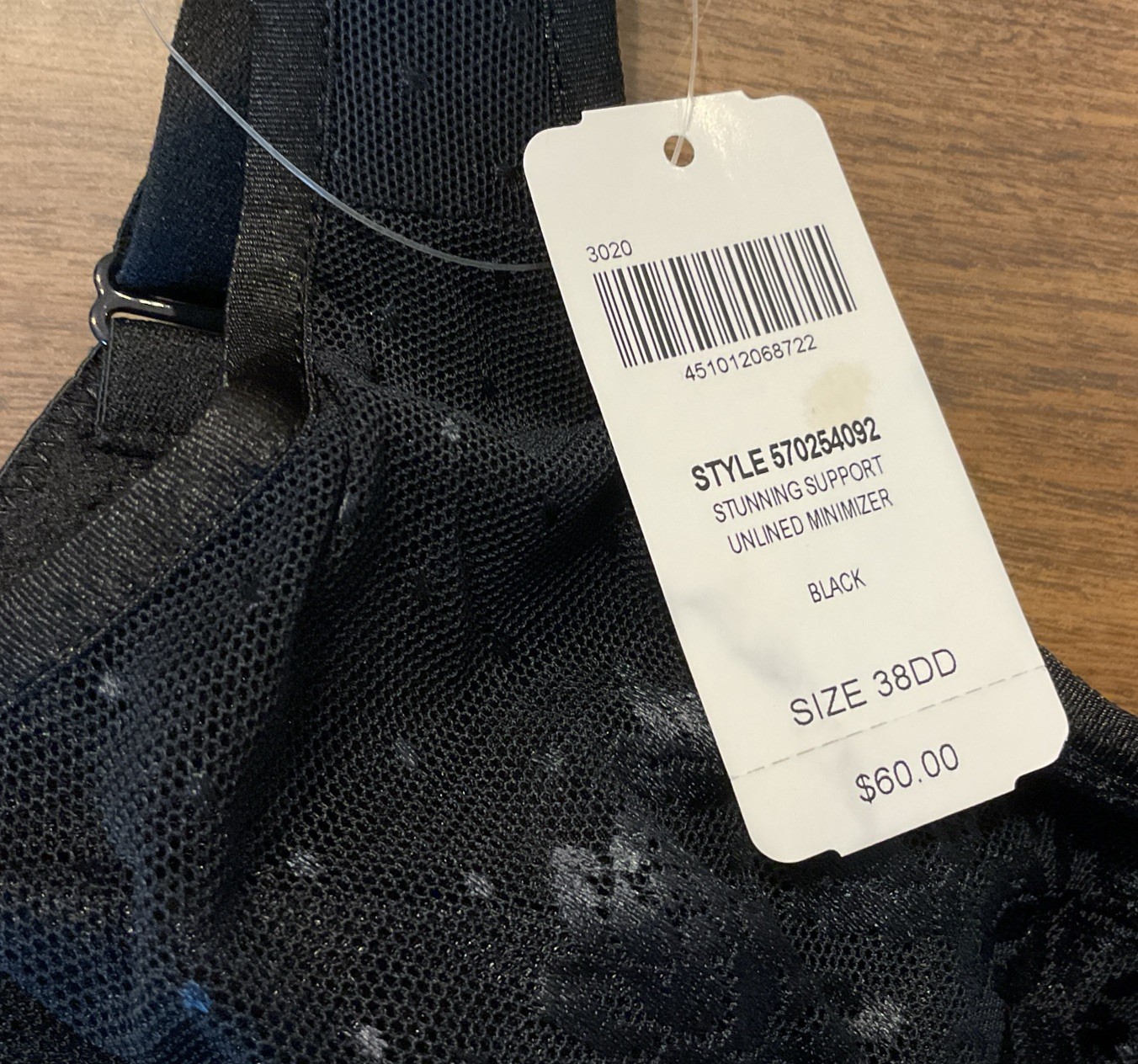 Soma Stunning Support Unlined Underwire Minimizer Bra Black Size 38DD NWT