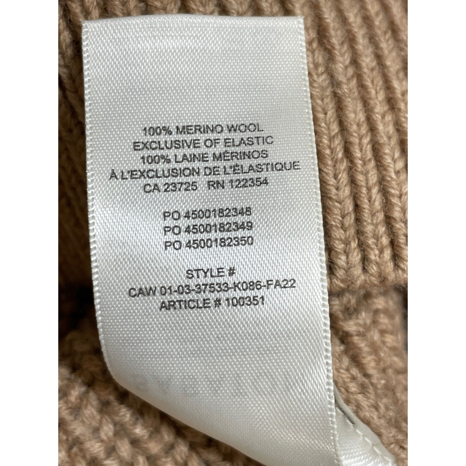 Aritzia Babaton 100% Wool Guell Women’s Brown Ribbed Sweatshirt Sweater Top Sz S