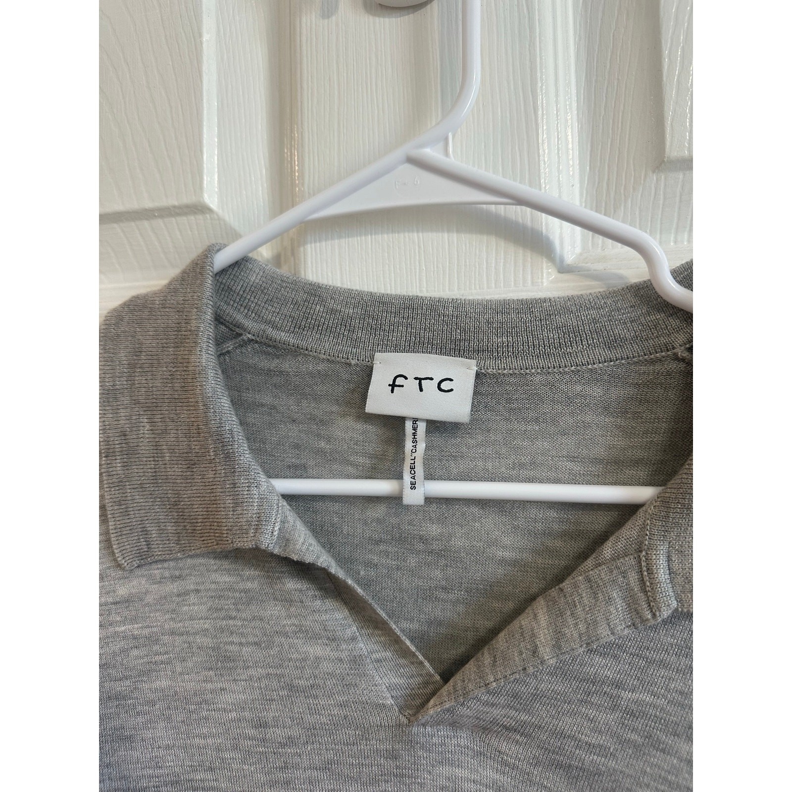 FTC ShortSleeve Knit Cashmere Lyocell Johnny Collar Polo Shirt Gray Sz M/50 Nice