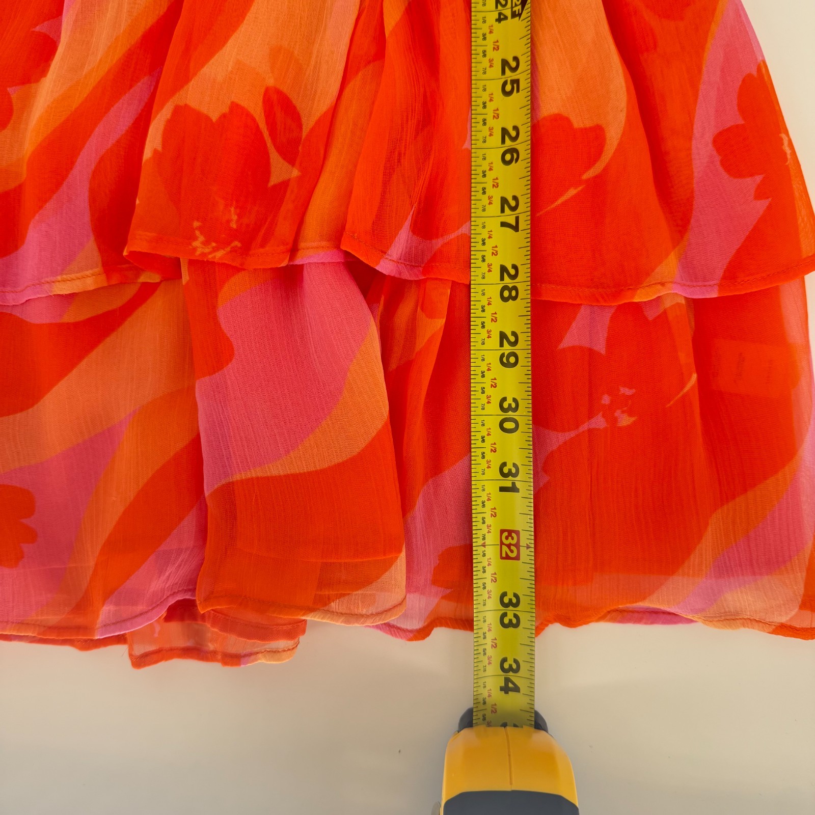 Ramy Brook Baldwin Mini Dress XS Orange Pink Floral Ruffle Wrap Resort