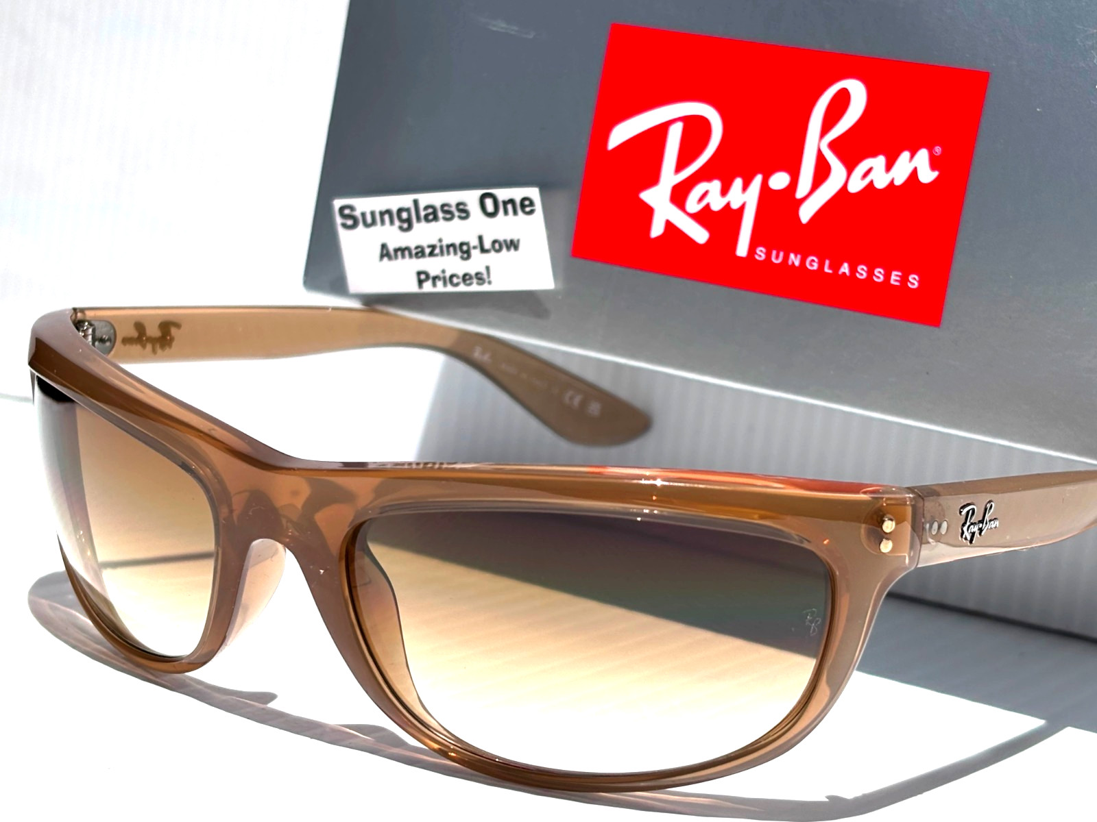 Ray Ban BALORAMA Opal Light Brown GRADIENT Brown Lens Sunglass RB 4089 6789/51