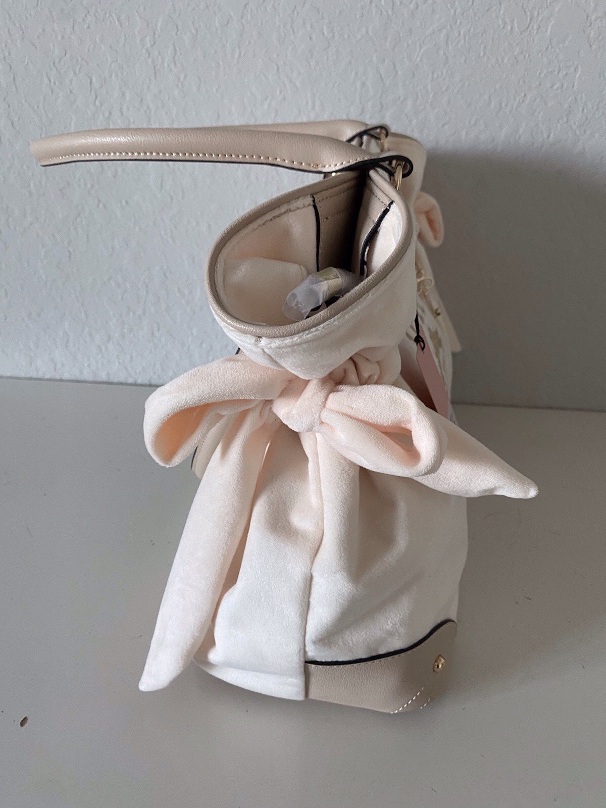 Juicy Couture Falling For Juicy Tote Bag Purse Velour Bows Soft White NEW