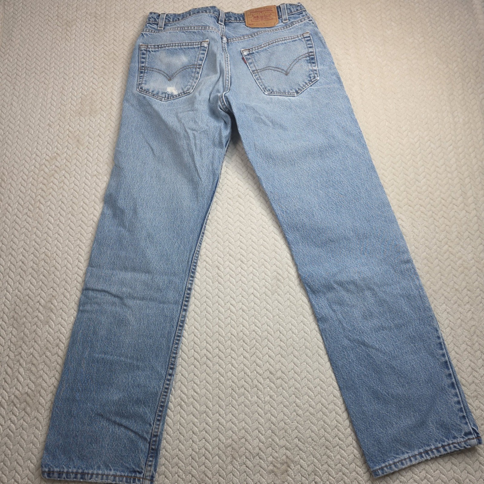 Levi’s 505 Blue Denim Jeans Vintage 90’s, Made in USA, Light Wash, 33×32 (32×30)
