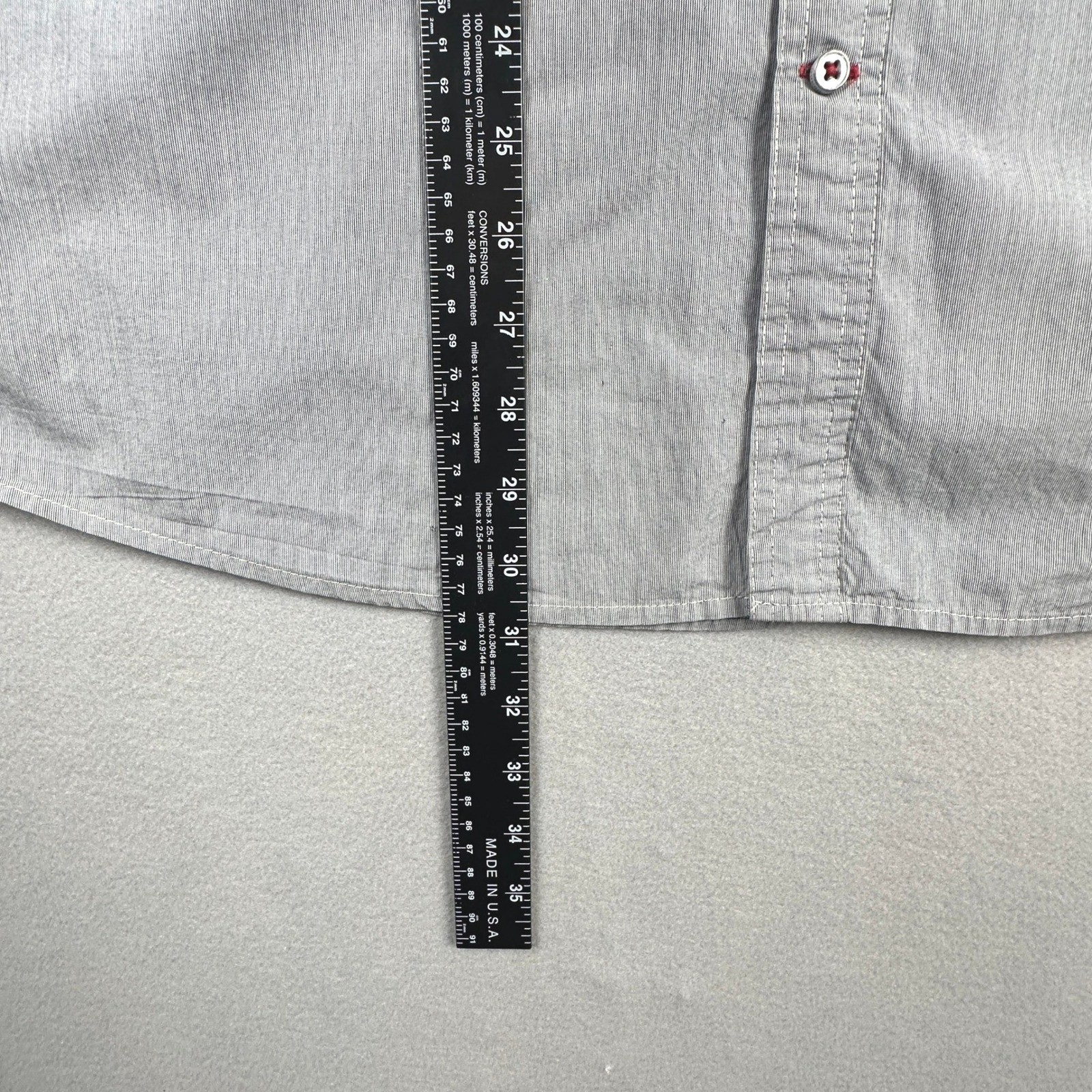 Guess Los Angeles Mens XXL Grey Pinstripe Military Button Down Shirt Epaulettes
