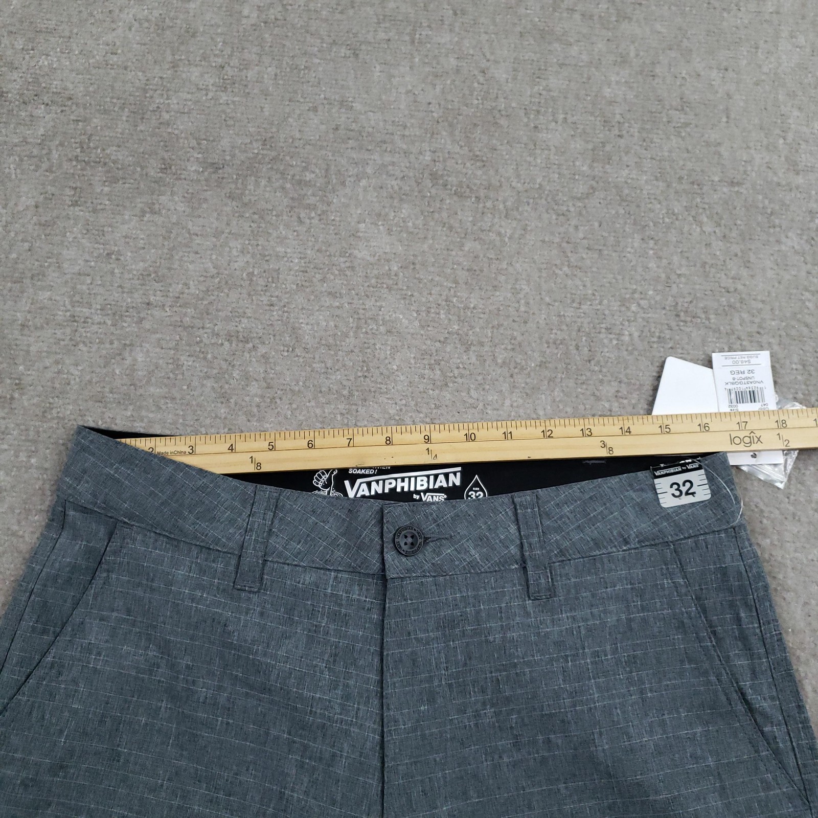 Vanphibian By Vans Short Mens 32 Gray Quick Dry Stretch Pockets Back Pocket Swim