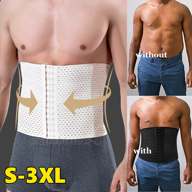 Men’s Waist Trainer Body Shaper Tummy Girdle Belt Belly Fat Burner Corset S -3XL