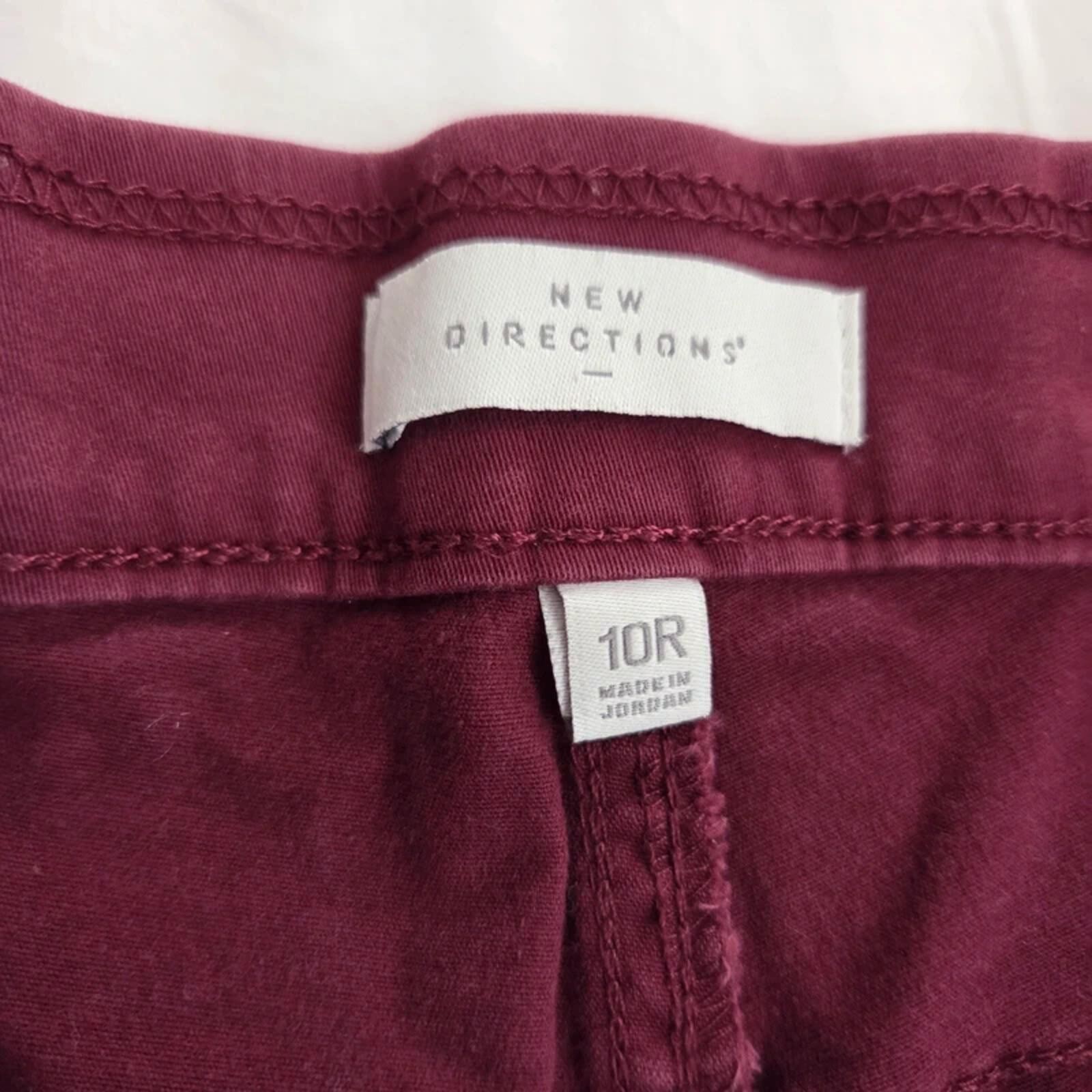 New Directions Pull On Pants Size 10R Burgundy Wine Stretch Career
