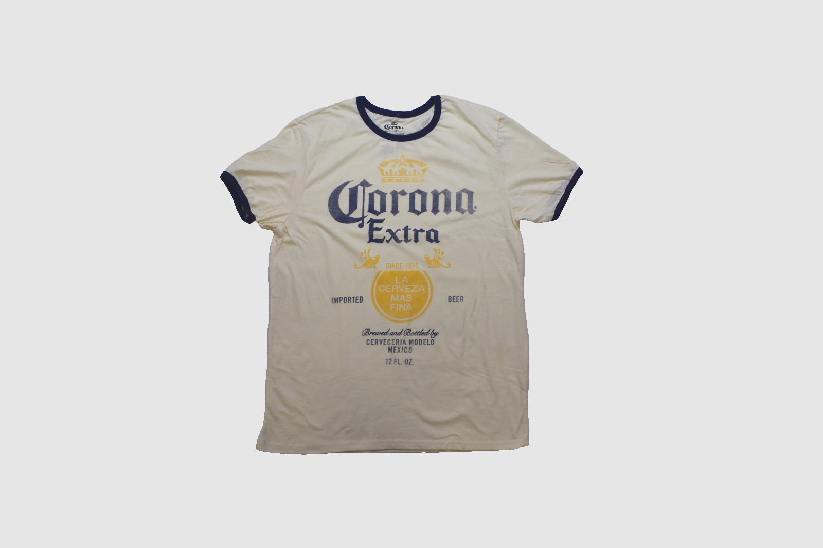 Corona Extra Vintage Graphic Ivory Mens Ringer Shirt NWT Medium