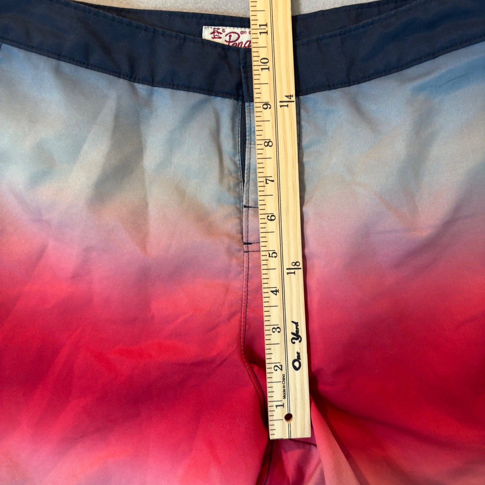 Original Penguin Mens Ombre Sunset Board Shorts Red Blue Swim Trunks Size 30