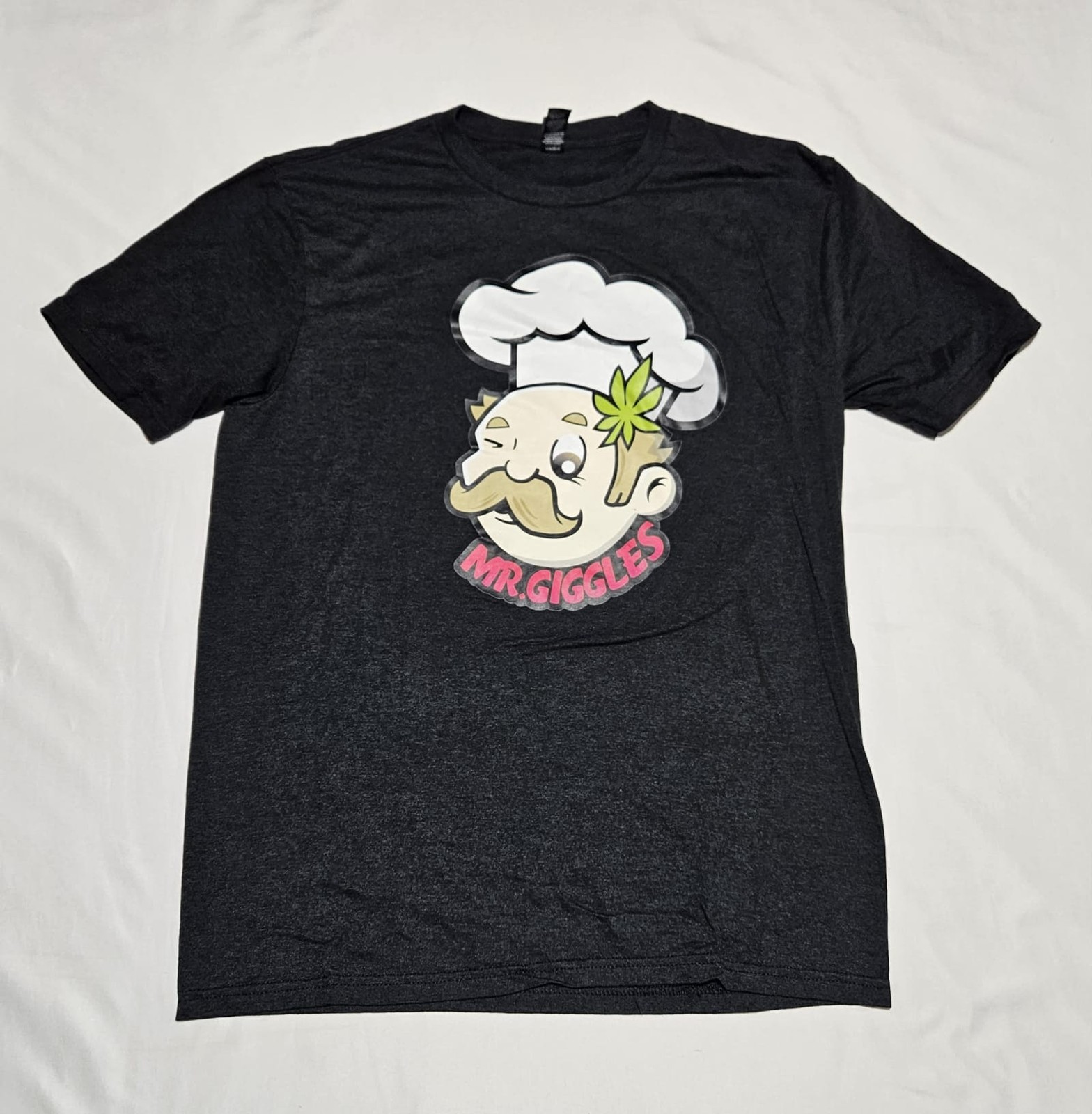 Mr. Giggles Cannabis Chef Graphic T-Shirt M Men Heather Charcoal Tri-Blend Tee