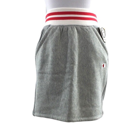 Champion Reverse Weave Oxford Gray Yarn Dye Stripe Rib Mini Skirt Womens XS