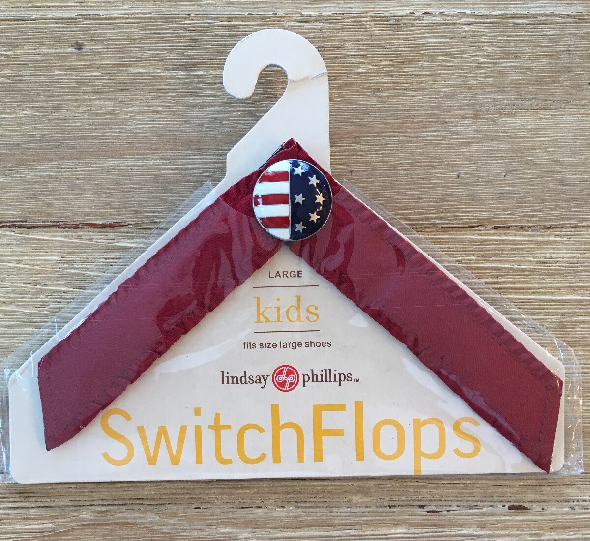 Lindsay Phillips Switchflops Straps Betsy KIDS Size L – USA Flag Red White Blue