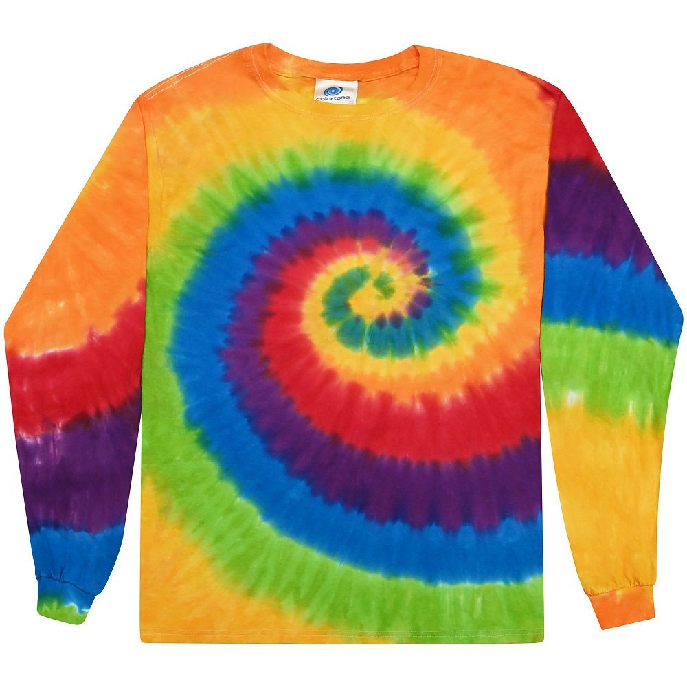 Long Sleeve Tie Dye T-Shirts Multicolor Adults & Kids Size Cotton Colortone