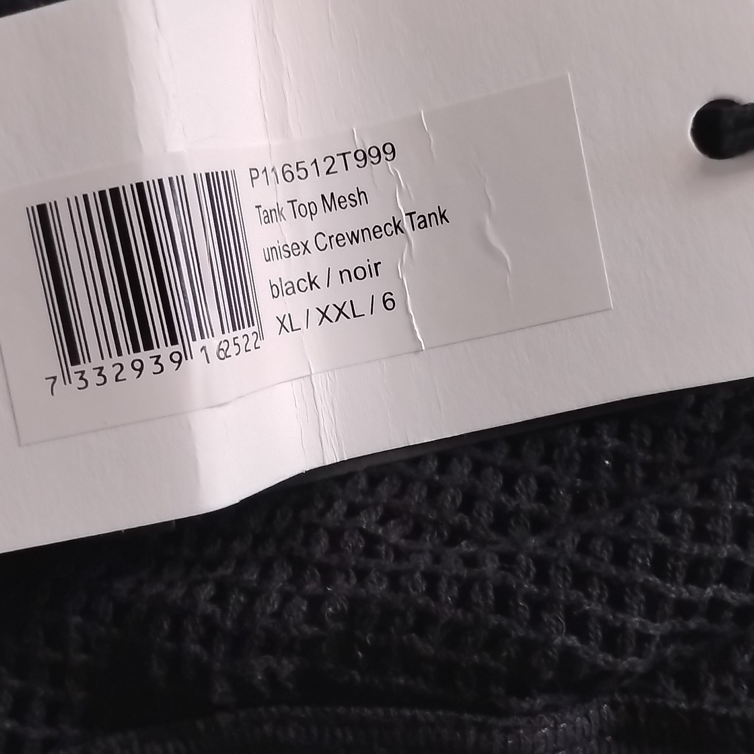 WeSC Mesh Crew Neck Black Tank Top Men’s M Regular Fit P116512T999