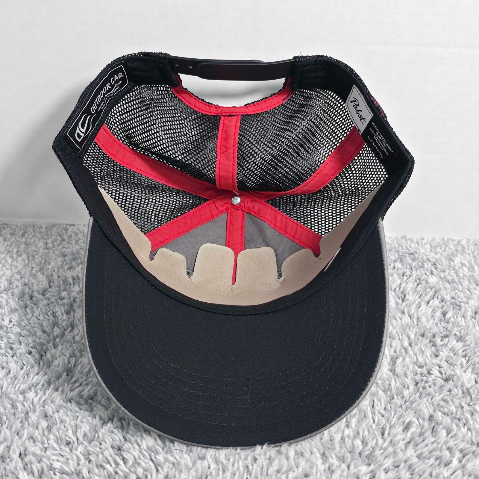 Old Milwaukee Beer Patch Adjustable Meshback Snapback Hat Cap Grey Black Red NWT