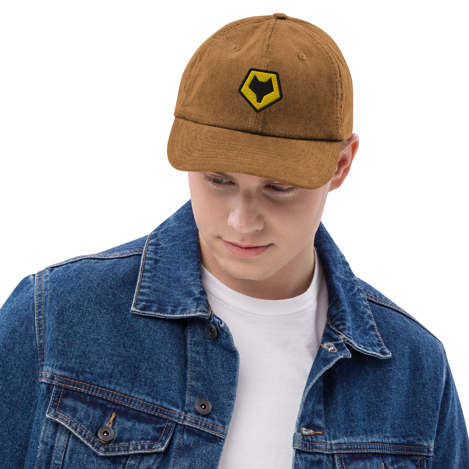 Wolves Minimalist Design Embroidered Corduroy Hat Soccer Football Cap