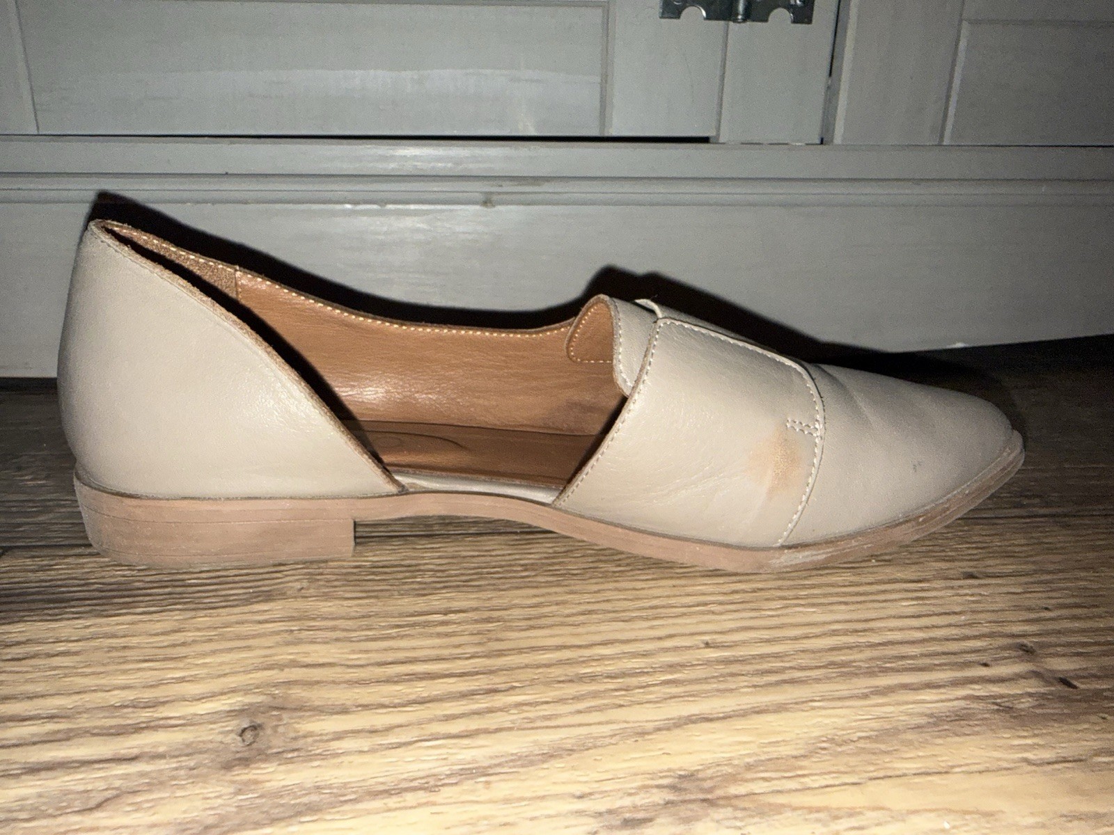 Bueno Brenda Grey Leather Flats Women’s EU 38 Minimalist Comfort Ballet Loafers