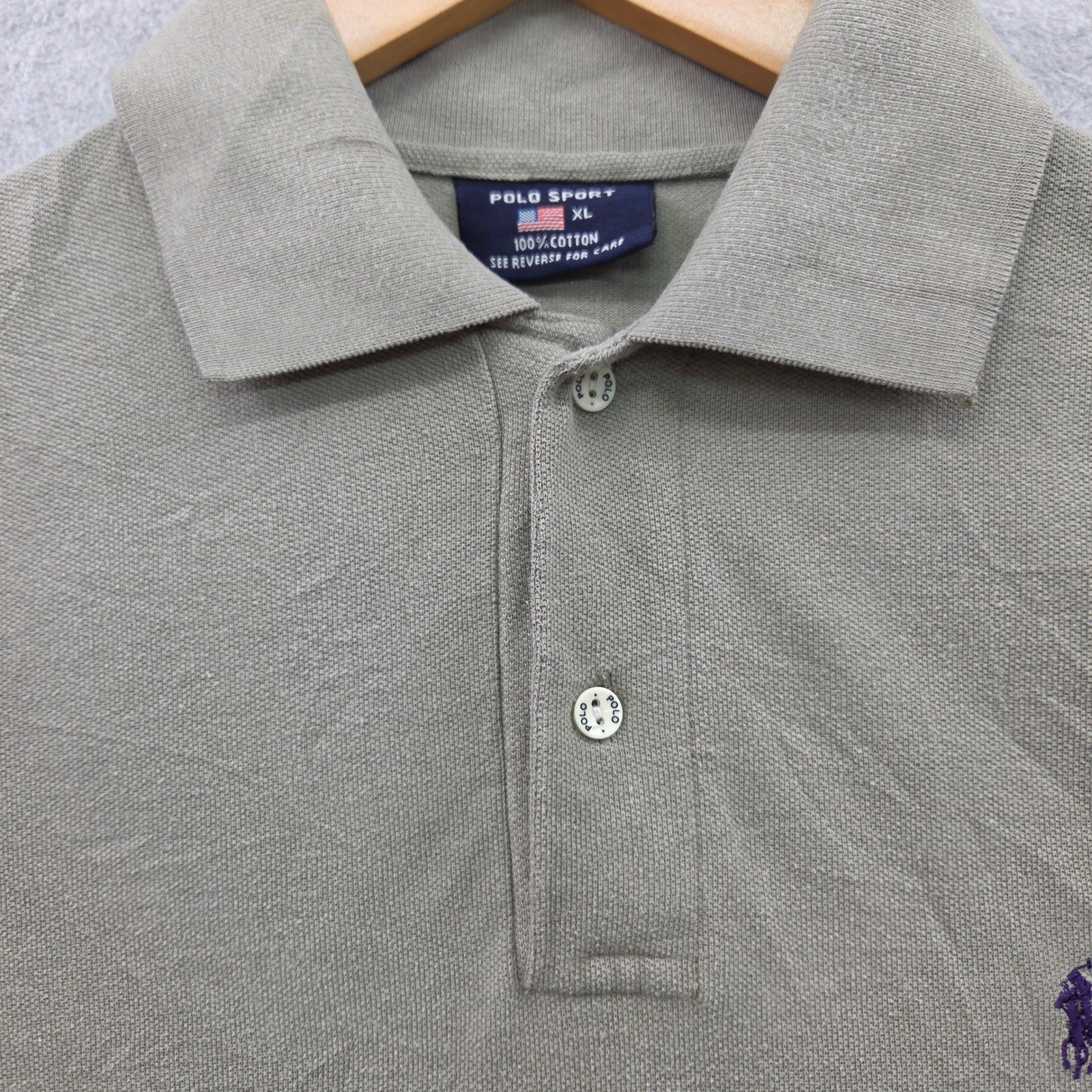 POLO SPORT Vintage 90s Pique Short Sleeve Polo Shirt Mens XL 100% COTTON