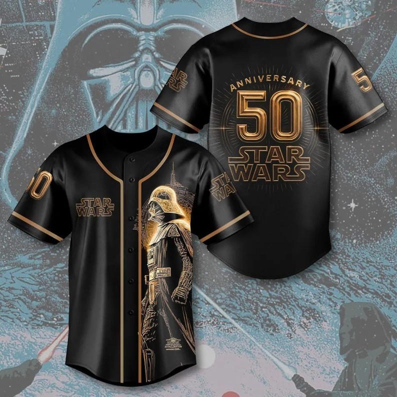 Retro Darth Vader 50th Anniversary Star Wars Galaxy’s Edge Baseball Jersey Shirt