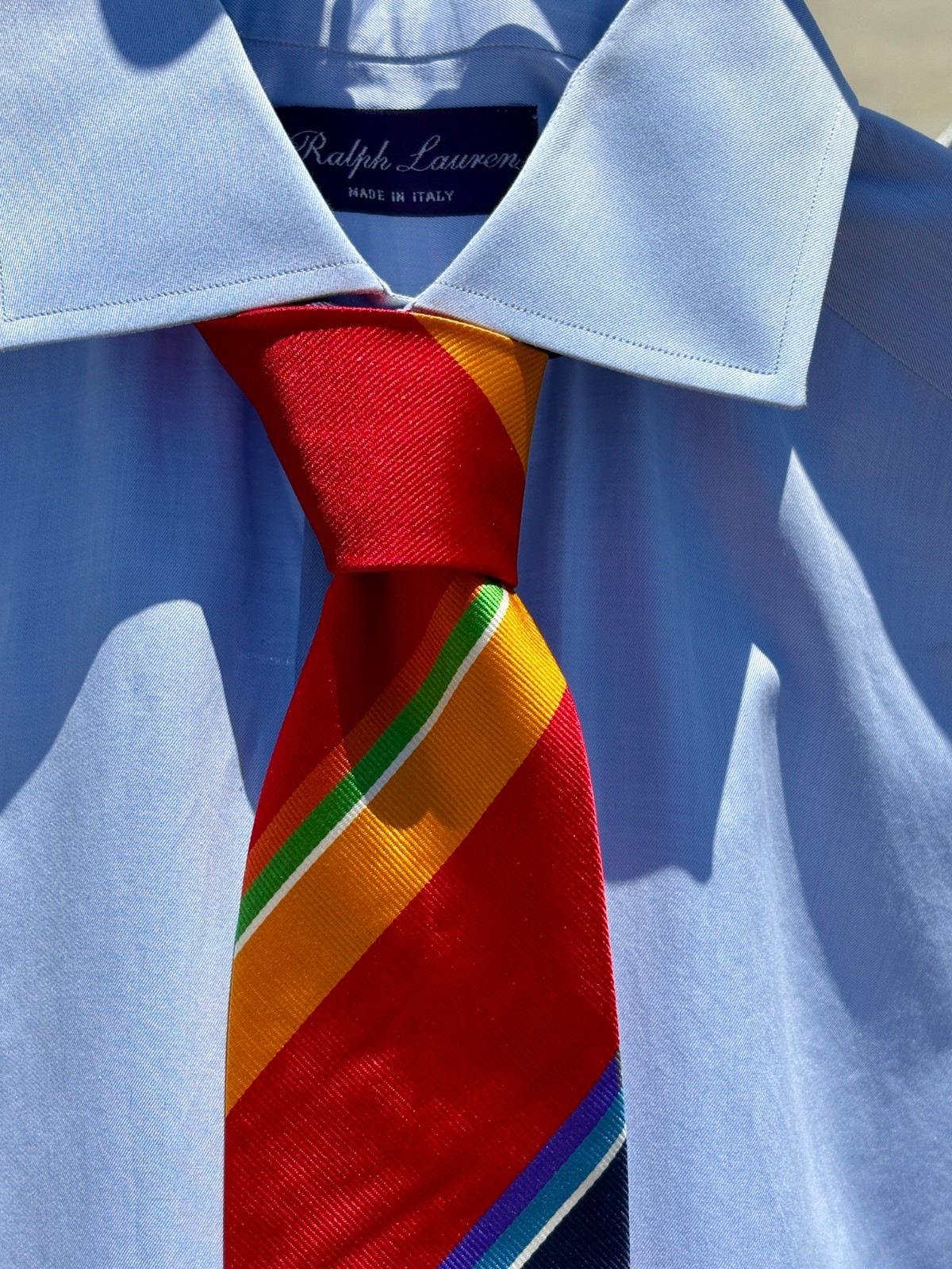 Ralph Lauren Purple Label Red, Orange, Blue, Green Silk Tie -Italy- $235.00