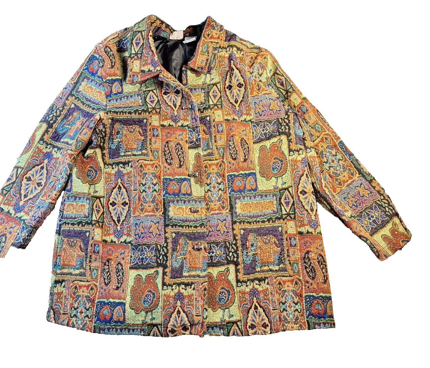 White Stag Womens 22W/24W Heavy Tapestry Beaded Multicolor Coat Jacket Beaded